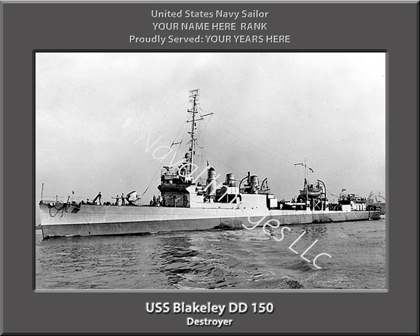 USS Blakeley DD 150 Personalized Navy Ship Photo
