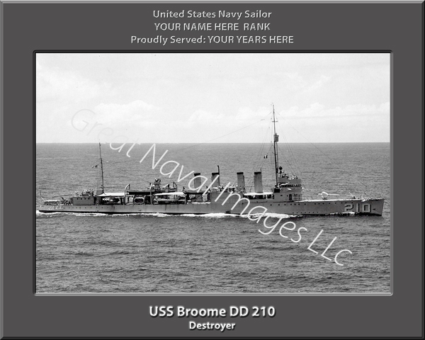 USS Broome DD 210 Personalized Navy Ship Photo