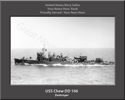 USS Chew DD 106 Personalized Navy Ship Photo