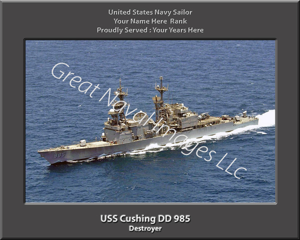 USS Cushing DD 985 Personalized Navy Ship Photo