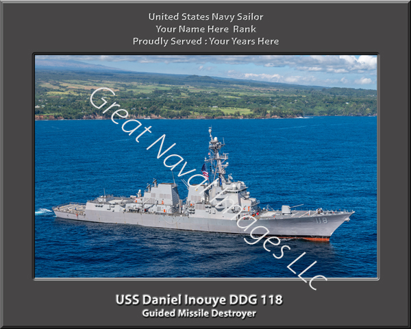 USS Daniel Inouye DDG 118 Personalized Navy Ship Photo