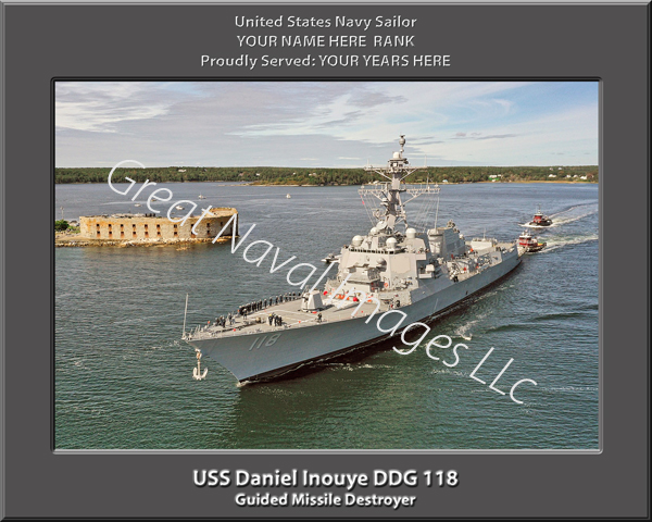 USS Daniel Inouye DDG 118 Personalized Navy Ship Photo