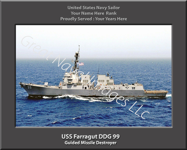 USS Farragut DDG 99 Personalized Navy Ship Photo