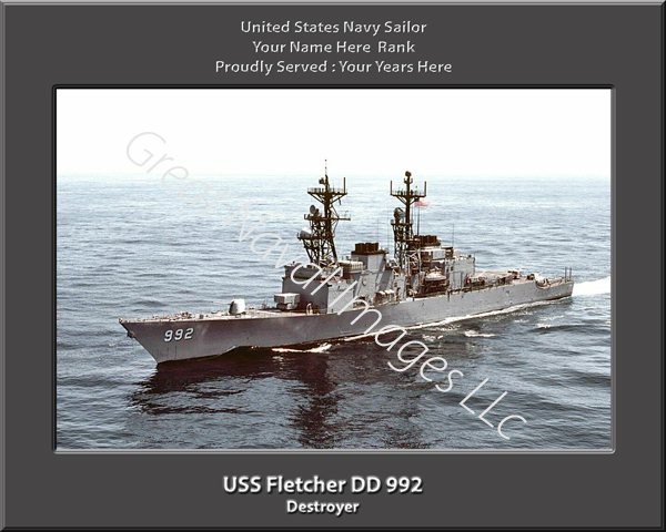 USS Fletcher DD 992 Personalized Navy Ship Photo