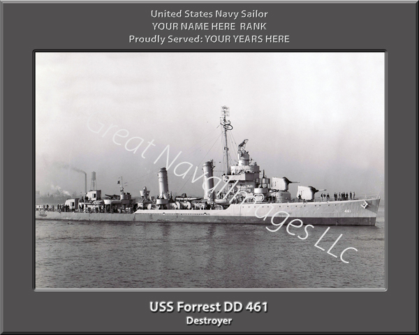 USS Forrest DD 461 Personalized Navy Ship Photo
