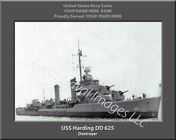USS Harding DD 625 Personalized Navy Ship Photo