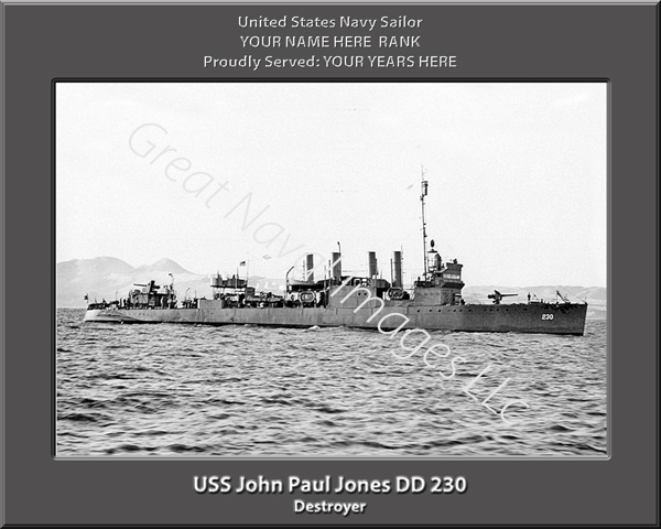 USS John Paul Jones DD 230 Personalized Navy Ship Photo