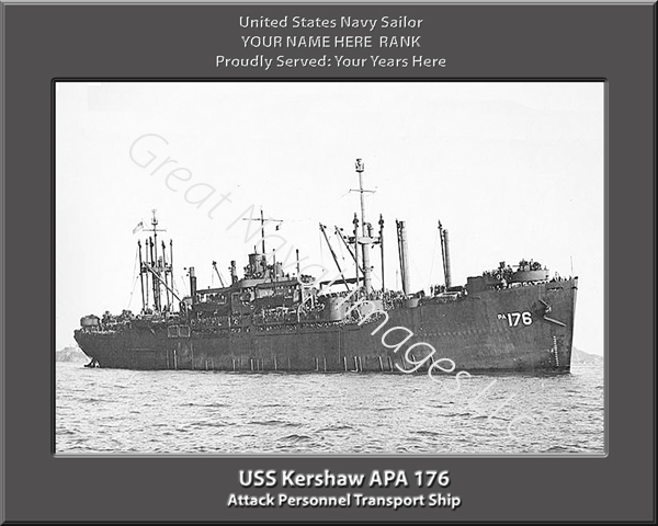 USS Kershaw APA 176 Personalized Navy Ship Photo