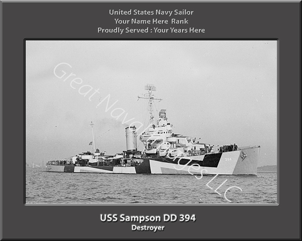 USS Sampson DD 394 Personalized Navy Ship Photo