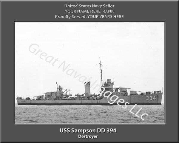 USS Sampson DD 394 Personalized Navy Ship Photo