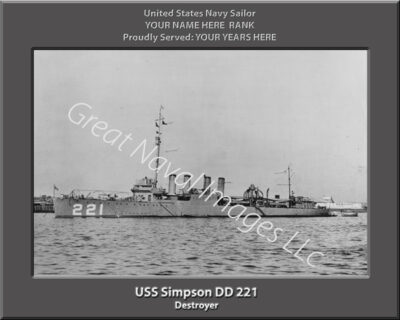 USS Simpson DD 221 Personalized Navy Ship Photo