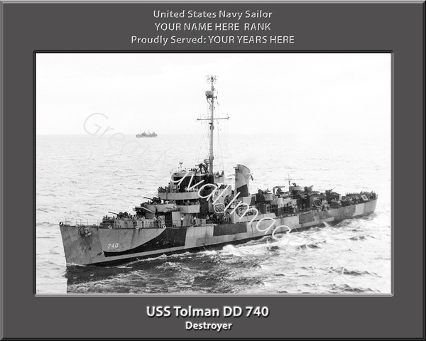 USS Tolman DD 740 Personalized Navy Ship Photo