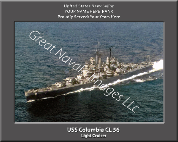 USS Columbia CL 56 Personalized Navy Ship Photo