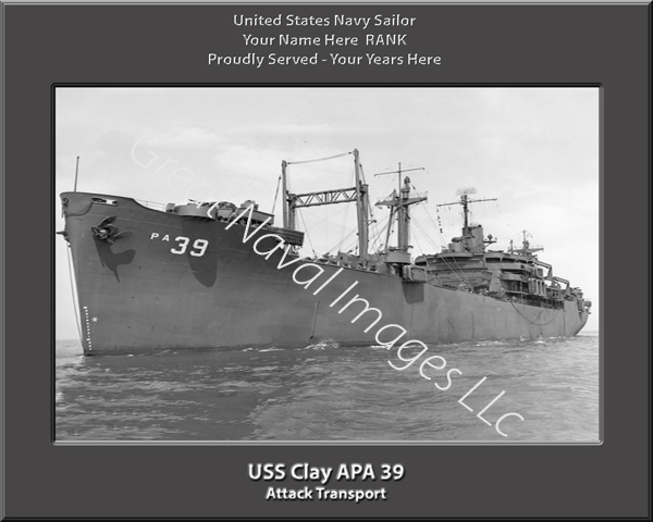 USS Clay APA 39 Personalized Navy Ship Photo