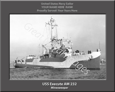USS Execute AM 232 Personalized Navy Ship Photo