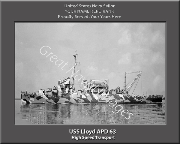 USS Lloyd APD 63 Personalized Navy Ship Photo