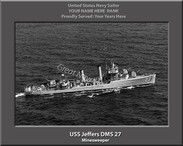 USS Jeffers DMS 27 Personalized Navy Ship Photo