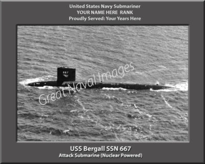 USS Bergall SSN-667 Personalized Navy Submarine Photo