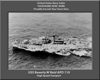 USS Beverly W Reid APD 119 Personalized Navy Ship Photo
