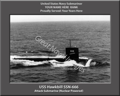 USS Hawkbill SSN 666 Personalized Navy Submarine Photo