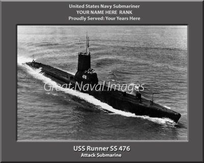 USS Runner SS 476 Personalized Navy Submarine Photo
