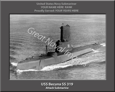 USS Becuna SS 319 Personalized Navy Submarine Photo