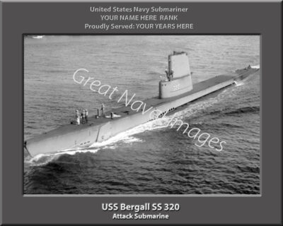 USS Bergall SS 320 Personalized Navy Submarine Photo