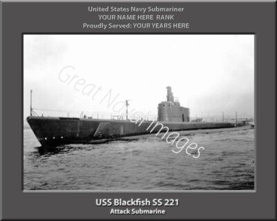 USS Blackfish SS 221 Personalized Navy Submarine Photo