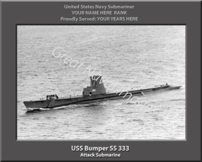 USS Bumper SS 333 Personalized Navy Submarine Photo