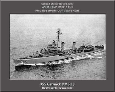 USS Carmick DMS 33 Personalized Navy Ship Photo