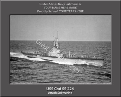 USS Cod SS 224 Personalized Navy Submarine Photo