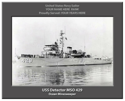 USS Detector MSO 429 Personalized Navy Ship Photo