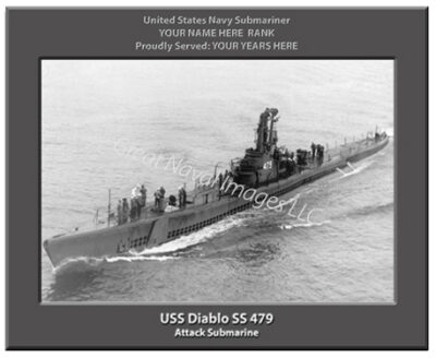 USS Diablo SS 479 Personalized Navy Submarine Photo