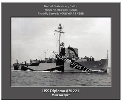 USS Diploma AM 221 Personalized Navy Ship Photo