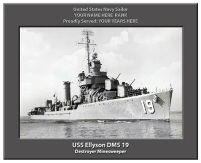 USS Ellyson DMS 19 Personalized Navy Ship Photo