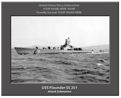 USS Flounder SS 251 Personalized Navy Submarine Photo