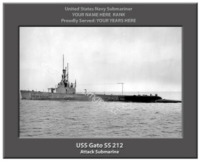USS Gato SS 212 Personalized Navy Submarine Photo