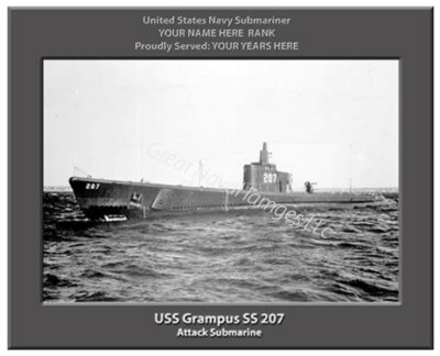 USS Grampus SS 207 Personalized Navy Submarine Photo
