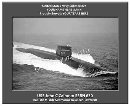 USS John C Calhoun SSBN 630 Submarine Photo ⋆ Personalized US Navy
