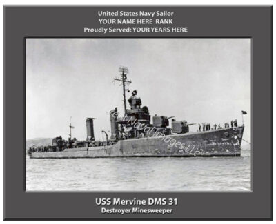 USS Mervine DMS 31 Personalized Navy Ship Photo