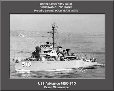 USS Advanced MSO 510 Personalized Navy Ship Photo