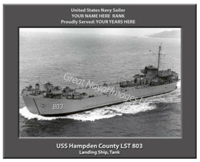 USS Hampden County LST 803 Personalized Navy Ship Photoi