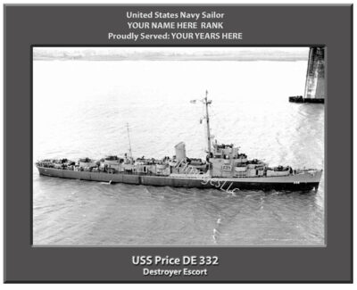 USS Price DE 332 Personalized Navy Ship Photo