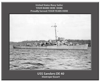 USS Sanders DE 40 Personalized Navy Ship Photo