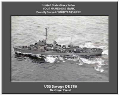 USS Savage DE 386 Personalized Navy Ship Photo