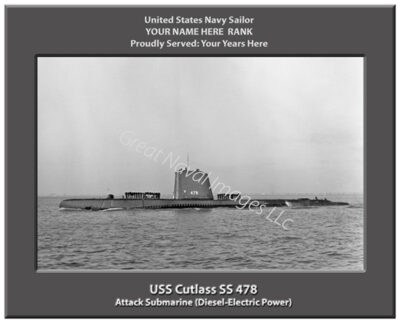 USS Cutlass SS 478 Personalized Navy submarine Photo