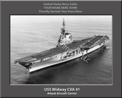 USS Midway CVA 41 Personalized Navy Ship Photo