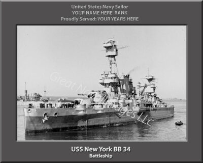 USS New York BB 34 Personalized Navy Ship Photo