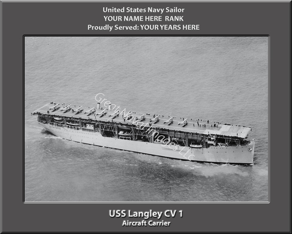 USS Langley CV 1: Personalized Ship Photo ⋆ Great Naval Images LLC.