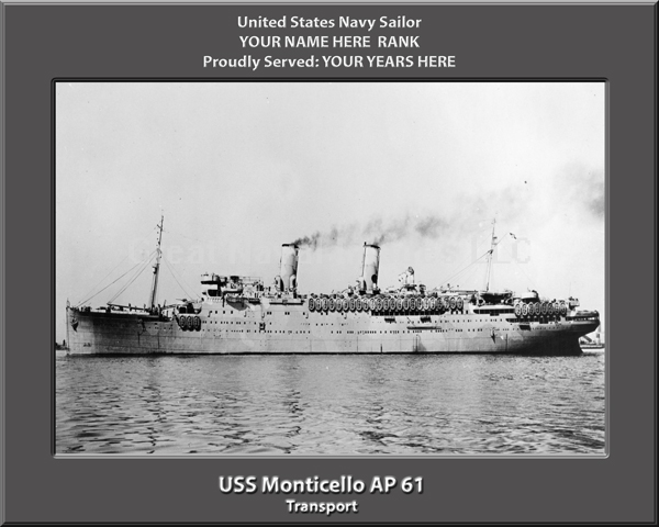 USS Monticello AP 61: Personalized Photo ⋆ Great Naval Images LLC.